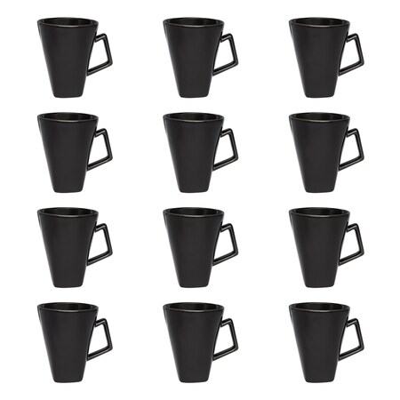 Oxford Nara 12 Square Beveled Mugs (11.83 oz.) in Black